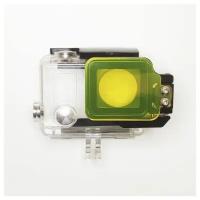 Жёлтый стеклянный подводный фильтр с откидным механизмом на аквабокс GoPro 4
