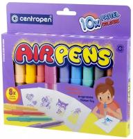 Фломастеры воздушные Centropen "AirPens Pastel", 10цв.+8 трафаретов, картон. упаковка, европодвес