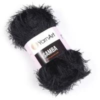 Пряжа для вязания YarnArt Samba (ЯрнАрт Самба) - 1 моток 02 черный, травка, фантазийная для игрушек 100% полиэстер 150м/100г