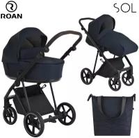 Коляска 2в1 Roan Sol Mystic Blue/Black/ручка темно-коричневый