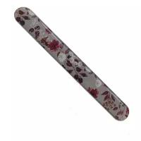 Пилка стеклянная Velganza с эффектом ламинирования ногтей, длина 12 см, красно-белые цветы