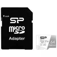 Карта памяти Silicon Power micro SDXC 64Gb Superior UHS-I U3 V30 A2 + ADP (100/80 Mb/s)