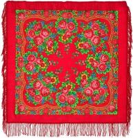 Платок шерстяной Павловопосадские платки 190 Матрёшка 5, красный, 89 х 89 см