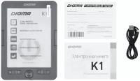 Электронная книга Digma K1 6" E-ink HD Pearl 758x1024 600MHz/4Gb/microSDHC темно-серый