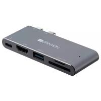 USB-концентратор Canyon 5-в-1 Thunderbolt 3 (CNS-TDS05DG), разъемов: 2, серый