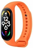 Силиконовый спортивный ремешок для фитнес-браслета Xiaomi Mi Band 7 резиновый сменный ремешок для ксяоми ми бэнд оранжевый