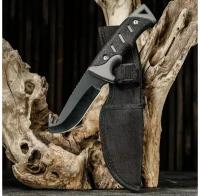 Нож тактический "Альфа" 20,5см, клинок 95мм/3,6мм, шкуросъемный, серый (1шт.)