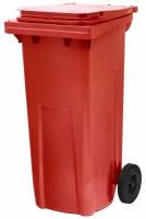 Контейнер-бак мусорный 120 л пластиковый на 2-х колесах с крышкой красный