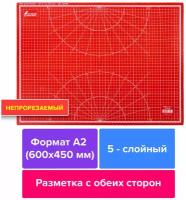 Коврик (мат) для резки остров сокровищ, 5-ти слойный, А2 (600х450 мм), двусторонний, толщина 3 мм, 237443