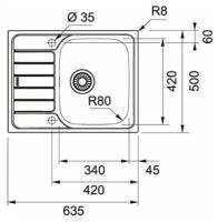 Мойка кухонная FRANKE SKN 611-63 (101.0605.605) нержавеющая сталь неполированная