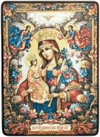 Икона Неувядаемый цвет Божией Матери в цветах, размер 14 х 19 см