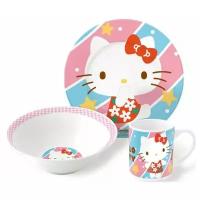 Набор посуды керамической в подарочной упаковке (№4, 3 предмета). Hello Kitty