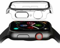 Защитный пластиковый чехол (кейс) Apple Watch Series 1 2 3 42 мм для экрана/дисплея и корпуса противоударный бампер прозрачный с черной рамкой