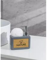 Дозатор для моющего средства с подставкой для губки Доляна «Природа», 500 мл, цвет серый