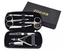 Мужской маникюрный набор Zinger 8105, 7 предметов, серебристый/черный