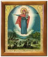 Августовская икона Божией Матери, 1914 г, в деревянной рамке 17,5*20,5 см