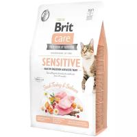 Сухой корм для кошек Brit Care Sensitive беззерновой, при чувствительном пищеварении с индейкой, с лососем