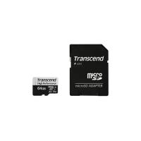 Карта памяти Transcend microSD 64GB High Performance, microSDXC UHS-I U3, V30, A2 [R/W - 100/85 MB/s] с адаптером