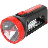 Аккумуляторный светодиодный фонарь-прожектор Smartbuy Sbf-303-k 2 в 1 1W+12 SMD черный/красный