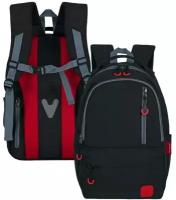 Рюкзак молодёжный 46 х 31 х 15 см, эргономичная спинка, Across М-3, чёрный/красный M-3-1