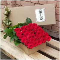 Розы Премиум 35 шт красные в крафт коробке длина 50 см арт.11560 - Просто роза ру