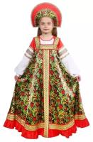 Русский костюм для девочки «Рябинушка», платье с отлетной кокеткой, кокошник, р. 36, рост 134-140 см