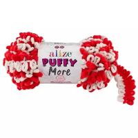 Пряжа Alize Puffy More экрю-красный (6286), 100%микрополиэстер, 11,5м, 150г, 2шт