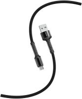 Кабель для зарядки и передачи данных S26 MicroUSB черный.,3 А,QC,нейл.,1м,Smartbuy (iK-12-S26br)