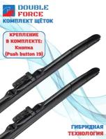 Щетки стеклоочистителя Double Force для Opel Mokka I 2012 - 2019 (комплект 650/350 мм. Push Button19mm)