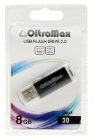 Флешка OltraMax 30, 8 Гб, USB2.0, чт до 15 Мб - с, зап до 8 Мб - с, чёрная