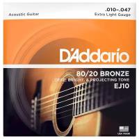 Струны D'Addario 80/20 Bronze Acoustic 10-47 (EJ10)