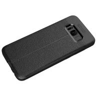 Чехол MyPads для Samsung Galaxy S8 Plus SM-G955 из качественного износостойкого силикона с декоративным дизайном под кожу с тиснением черный