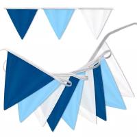 Гирлянда, морская флажная лента из белых, голубых и синих флажков треугольников / длина 10 м