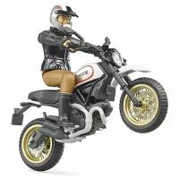 Мотоцикл Bruder Scrambler Ducati Desert Sled с мотоциклистом (63-051) 1:16, 14.5 см