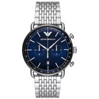 Наручные часы EMPORIO ARMANI мужские AR11238 кварцевые, хронограф, тахиметр, секундомер, водонепроницаемые, подсветка стрелок, серебряный