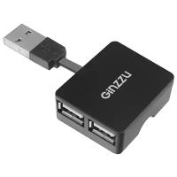 Картридер USB - Xaб Ginzzu GR-414UB (4USB 2.0) (черный)