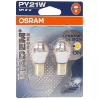 7507DC02B OSRAM Комплект ламп PY21W 12V 21W BAU15s DIADEM CHROME покрытие колбы с эфектом под хром 2шт.(1к-т) HCV