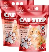 CAT STEP ARCTIC STRAWBERRY наполнитель силикагелевый для туалета кошек с ароматом клубники (3,8 + 3,8 л)