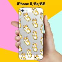 Силиконовый чехол Узор из корги на Apple iPhone 5/iPhone 5S/iPhone SE