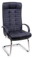 Конференц-кресло Евростиль Атлант Хром офисное, полозья металл, обивка: экокожа, цвет: черный