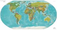 Фотообои Уютная стена "Физическая карта мира с рельефом" 520х270 см Бесшовные Премиум (единым полотном)