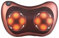 Массажная подушка с ИК-подогревом для шеи и спины / массажер для тела Massage Pillow, 8 роликов (8028)