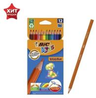 Карандаши 12 цветов BIC Kids Evolution ECOlutions, детские, ударопрочные, пластиковые