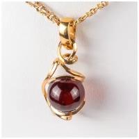 Подвеска Amberprofi, серебро, 925 проба, золочение, янтарь