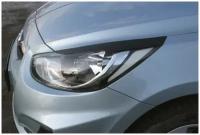 Накладки на передние фары (реснички) Hyundai Solaris седан 2010-2014 (l дорестайлинг)