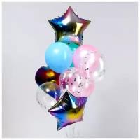 Букет из воздушных шаров Страна Карнавалия "Разноцветный", Сердце, звезда, фольга, латекс 10 шт
