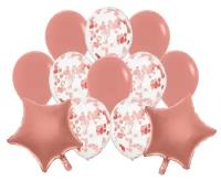 Букет из шаров "Праздничный" конфетти, фольга, латекс, набор 12 шт, цвет розовое золото