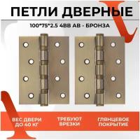 Петля дверная универсальная врезная карточная VЕTTORE 100×75×2.5-4BB