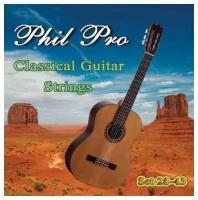 Струны для классической гитары, 0,028 - 0,043, прозрачный нейлон, серебряная оплётка, среднего натяжения - Phil Pro Set 28 - 43