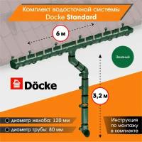 Комплект водосточной системы Docke Standard для ската 6м, Зеленый